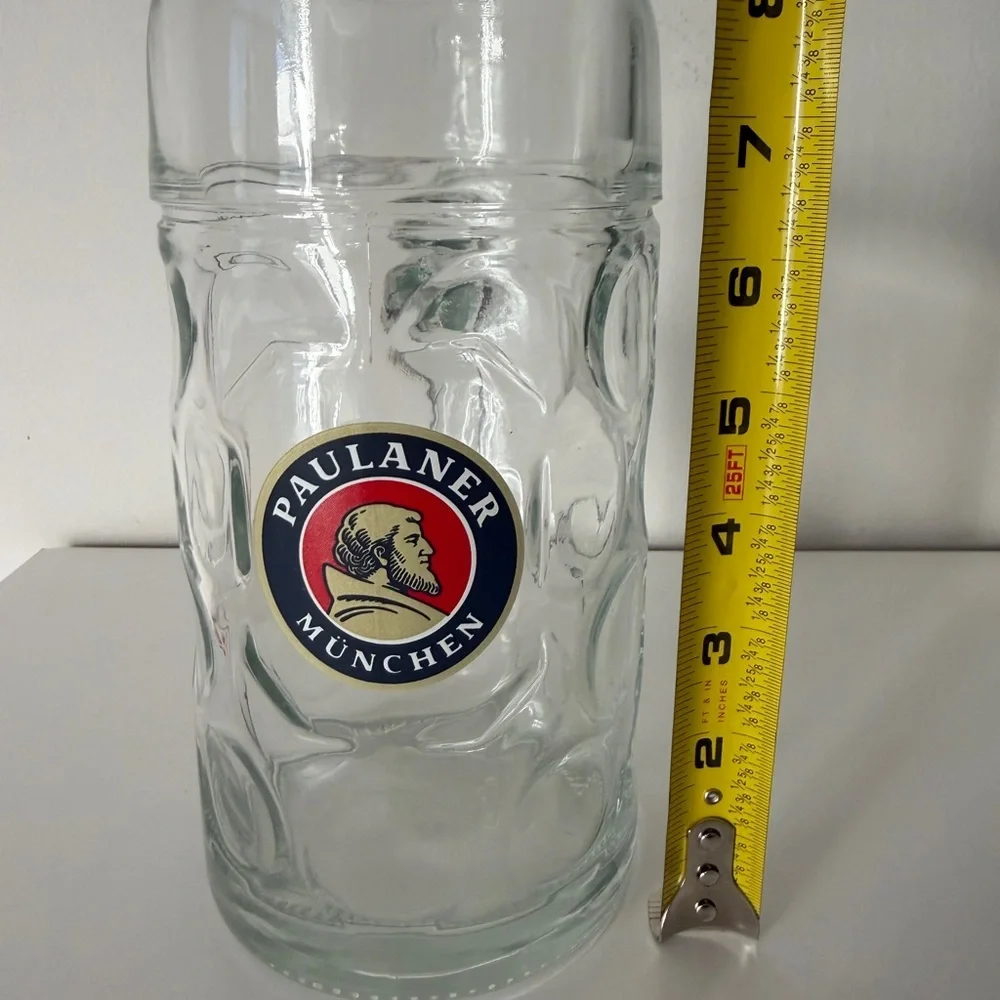 Clear Glass Beer Stein Paulaner Munchen Germany 🇩🇪